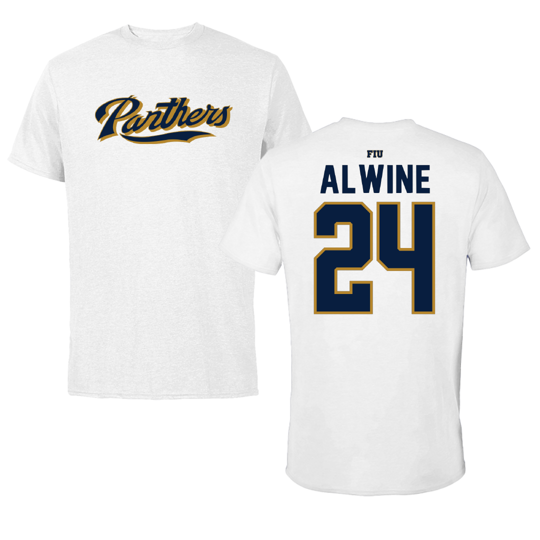 Florida International University Baseball White Tee - #24 Evan Alwine