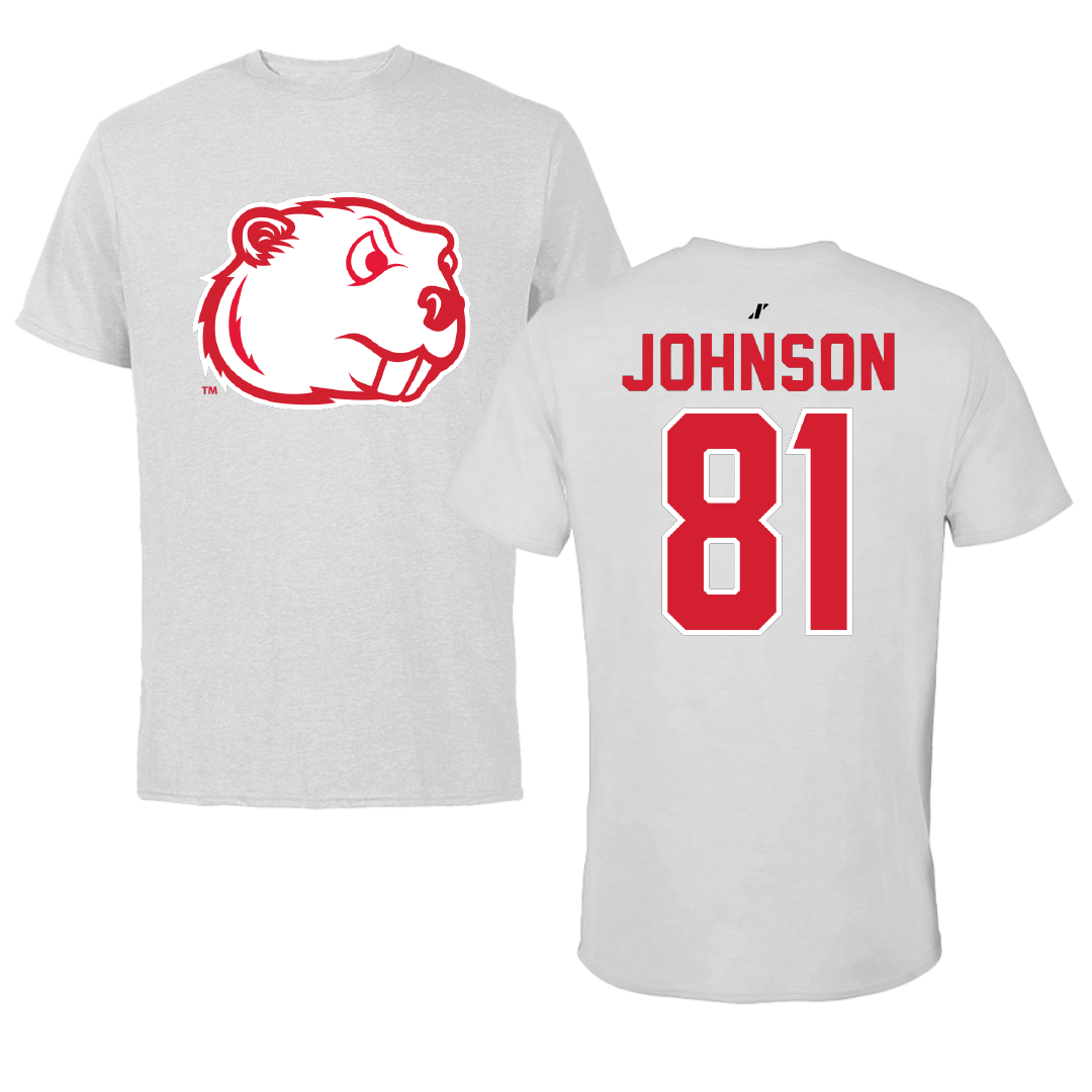 Minot State University Football Light Gray Performance Tee - #81 Tyler Johnson