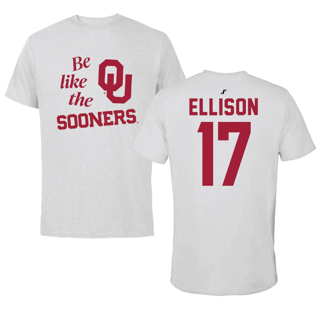 University of Oklahoma Volleyball Light Gray Be Like Us Tee - #17 Daleigh Ellison