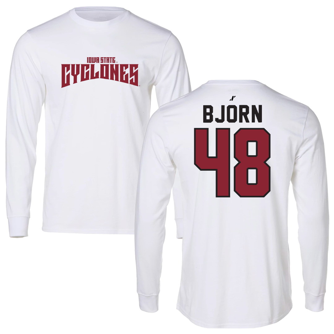 Iowa State University Football White Classic Performance Long Sleeve - #48 Jack Bjorn