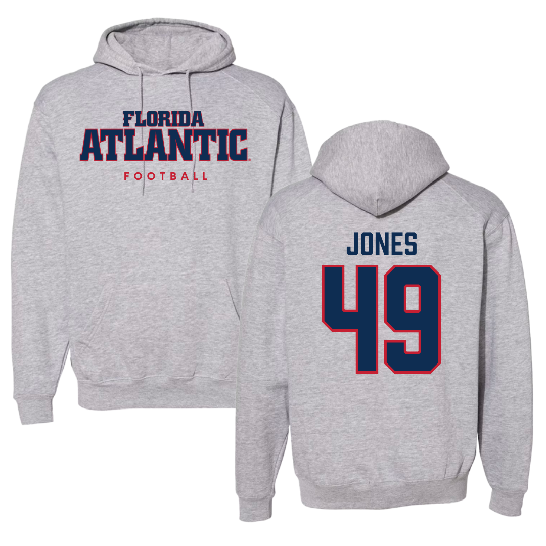 Florida Atlantic University Football Gray Hoodie - #49 Chris Jones