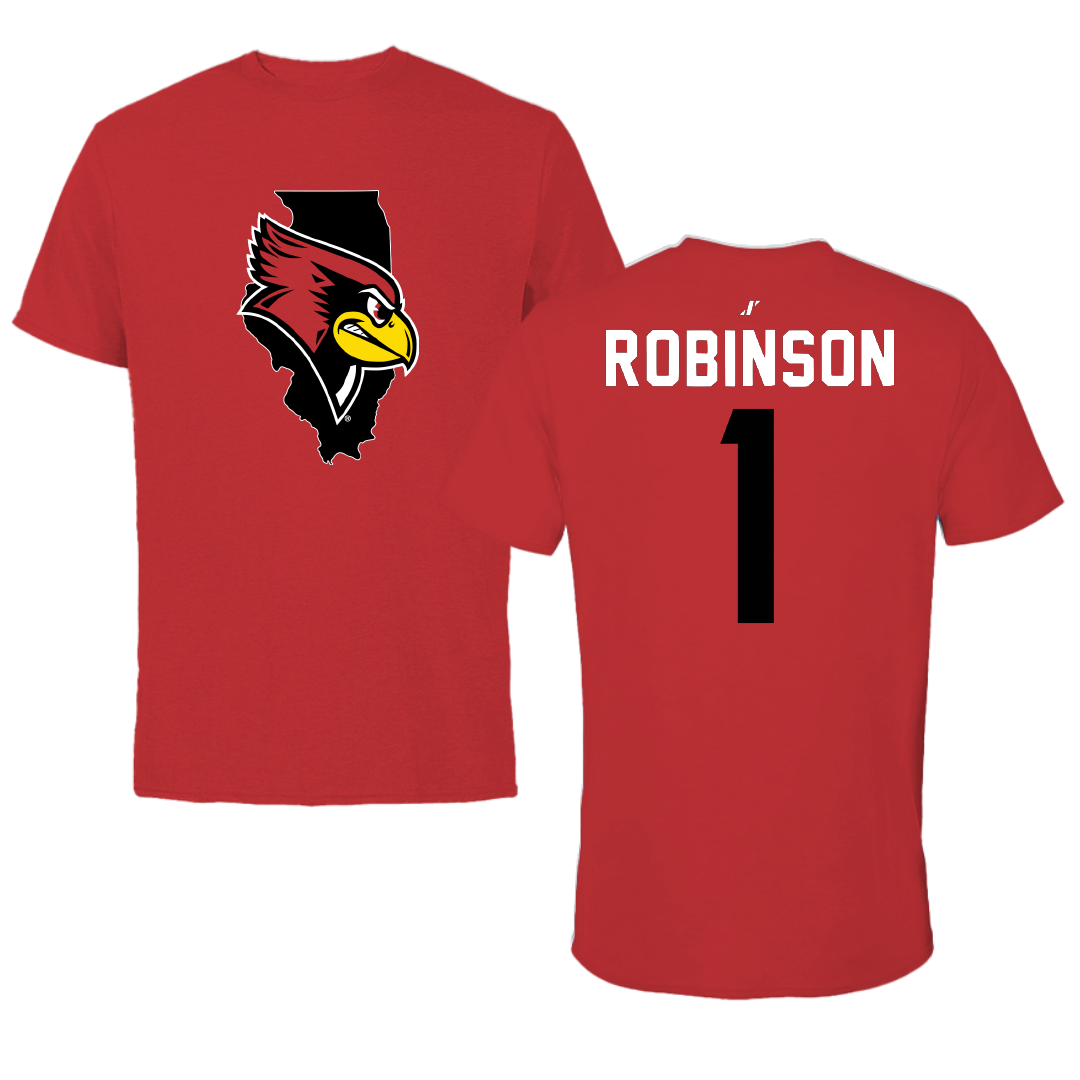 Illinois State University Baseball Red State Tee - #1 Shai Robinson