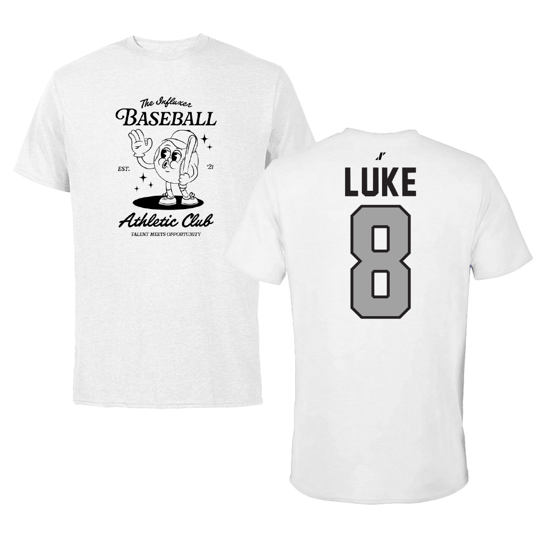 Baseball White Influxer Athletic Club Tee - #8 Haden Luke