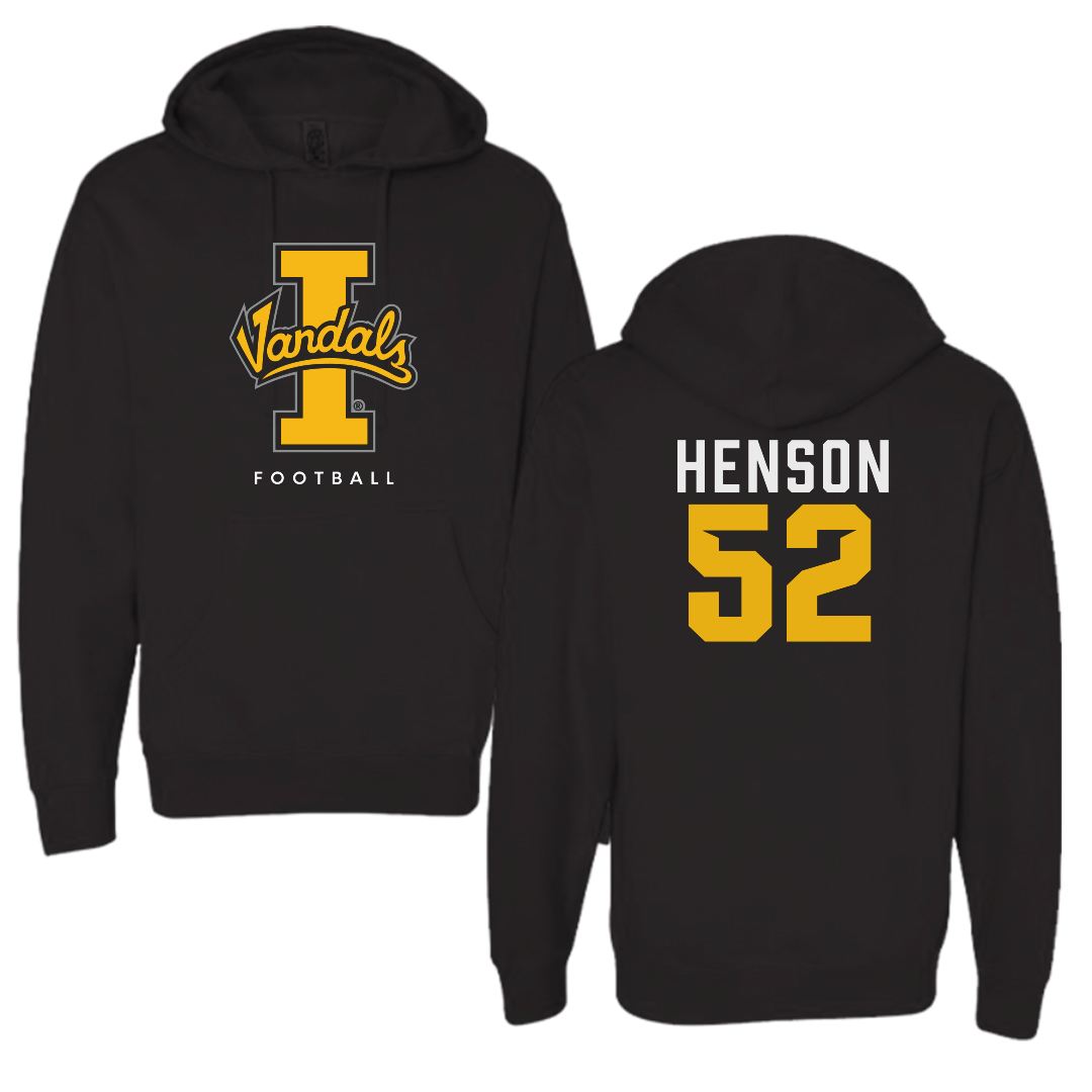 University of Idaho Football Black Vandals Hoodie - #52 Kiegan Henson