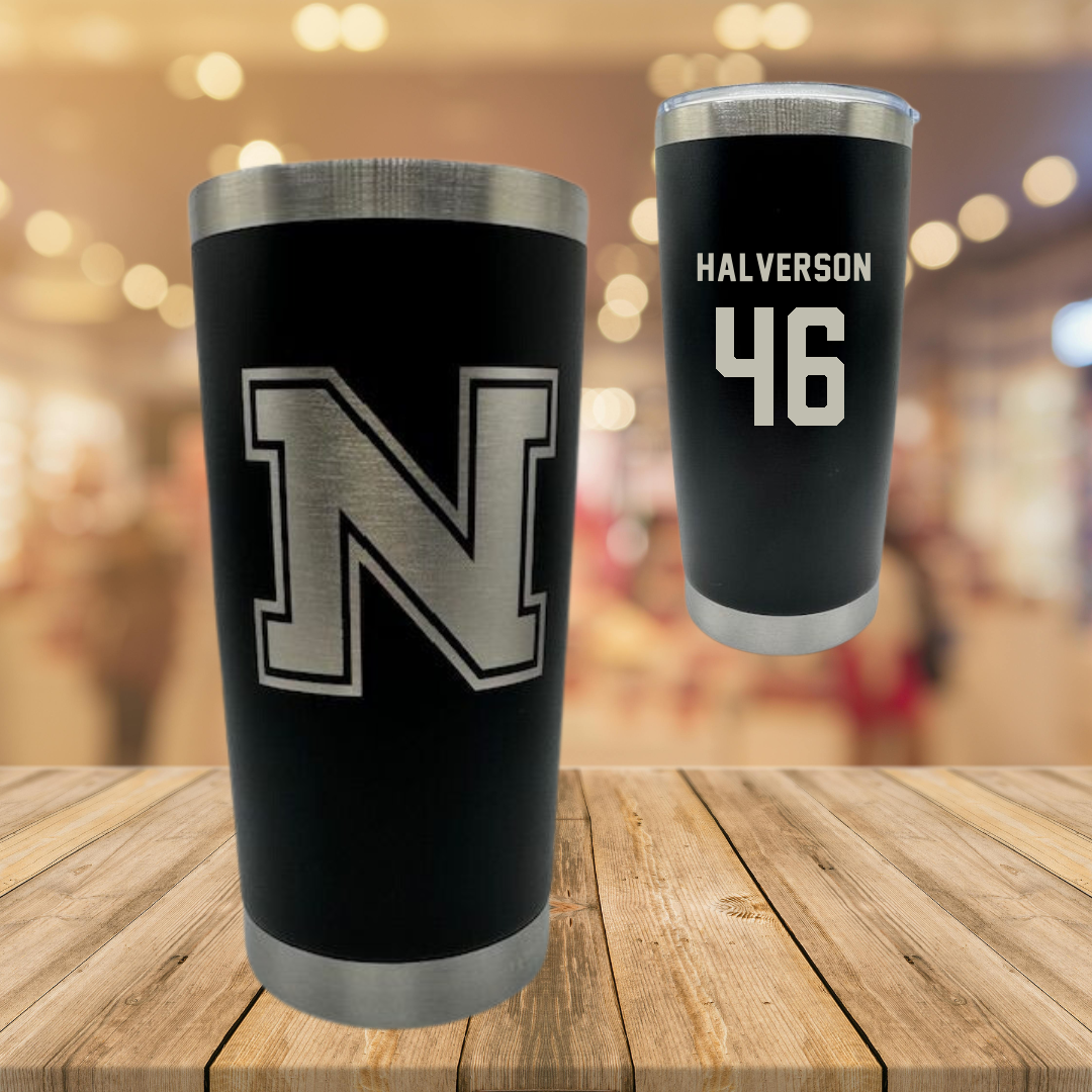 Northern Michigan University Football Black Stainless Steel Tumbler - #46 Owen Halverson