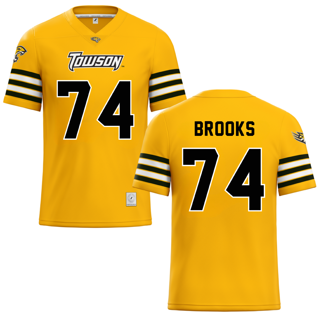 Towson University Gold Football Jersey - #74 KJ Brooks