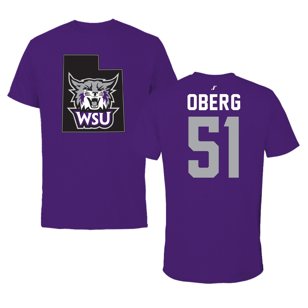 Weber State University Football Purple State Performance Tee - #51 Ashden Oberg