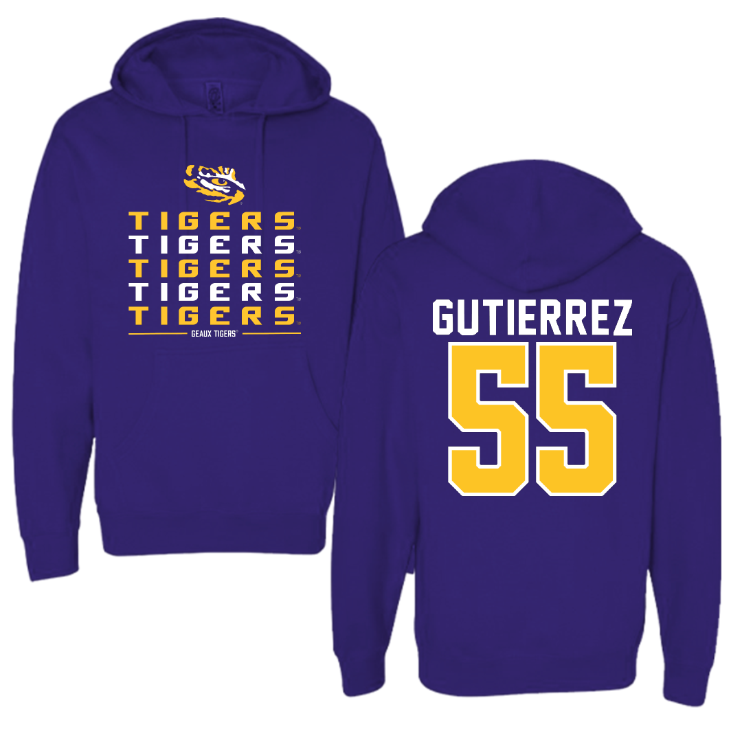 Louisiana State University Softball Purple General Hoodie - #55 Raeleen Gutierrez