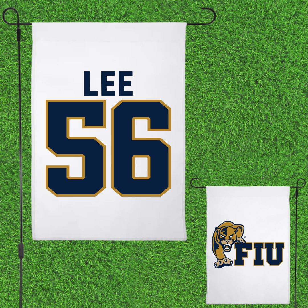 Florida International University Football White Garden Flag - #56 JaDarious Lee