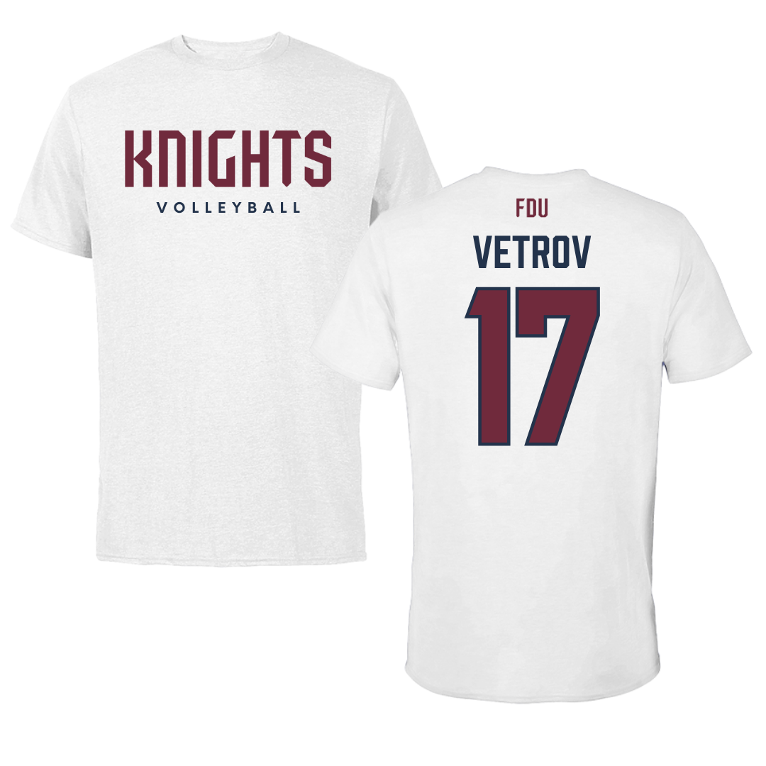 Fairleigh Dickinson University-Metropolitan Campus Volleyball White Tee - #17 Artem Vetrov