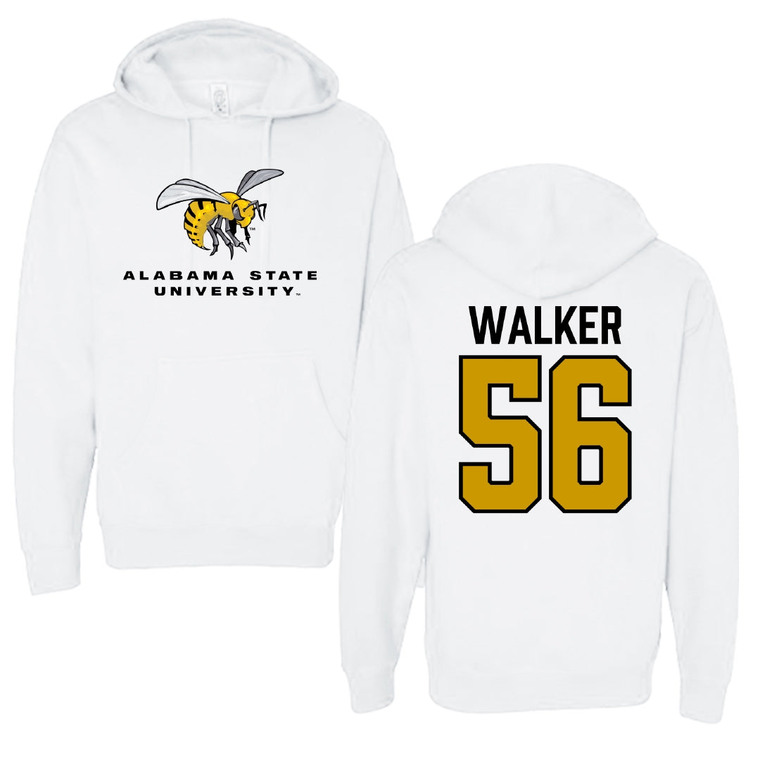Alabama State University Football White Block Hoodie - #56 Elijah Walker