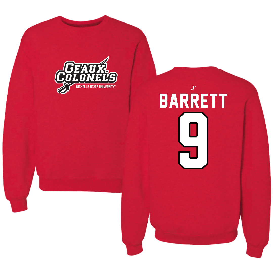 Nicholls State University Soccer Red General Crewneck - #9 Koryn Barrett