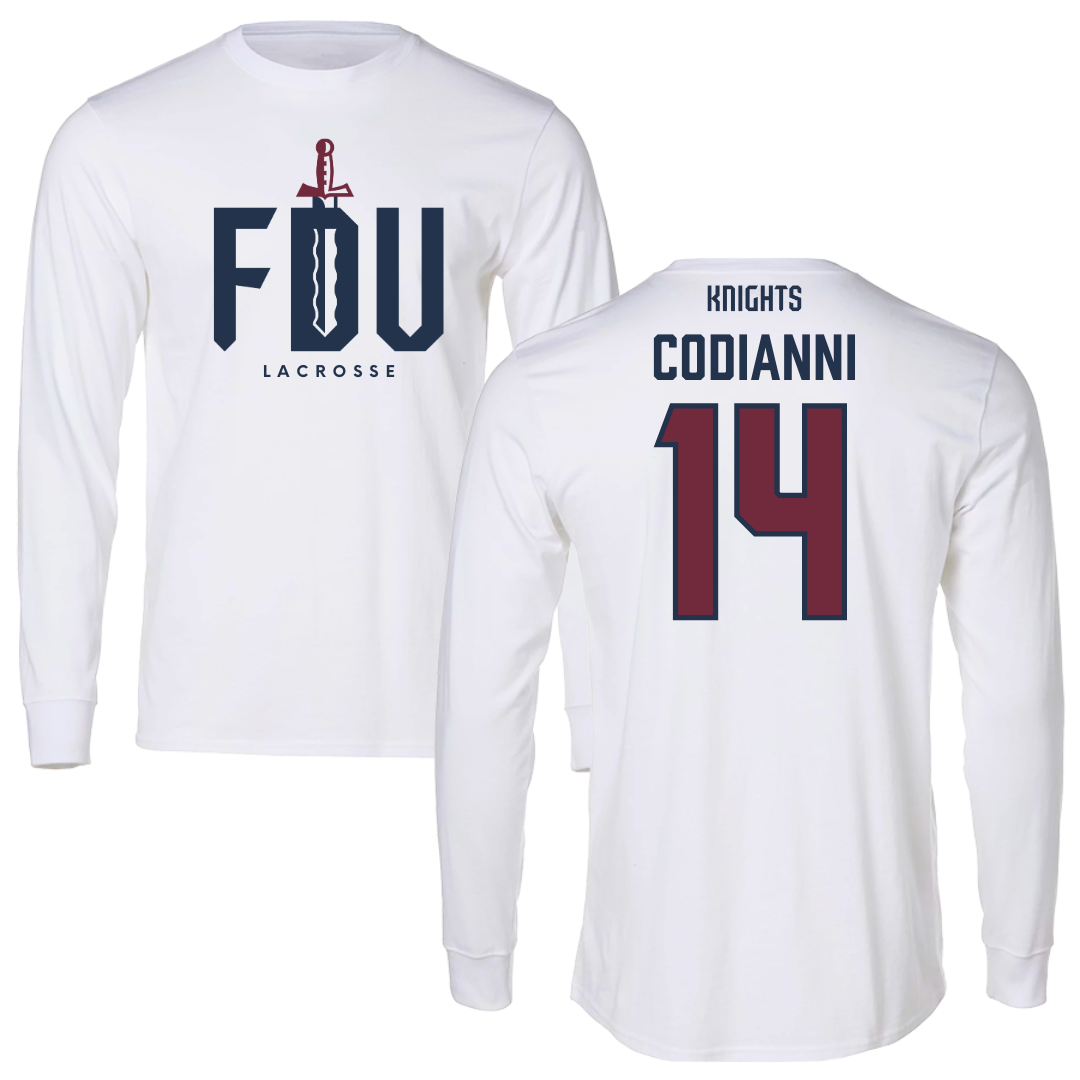 Fairleigh Dickinson University-Metropolitan Campus Lacrosse White Long Sleeve - #14 Nora Codianni