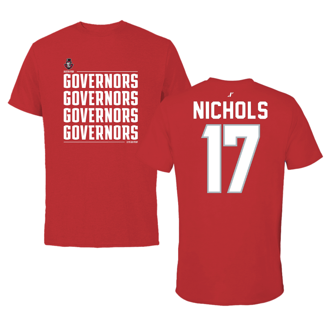 Austin Peay State University Softball Red General Performance Tee - #17 Emberly Nichols