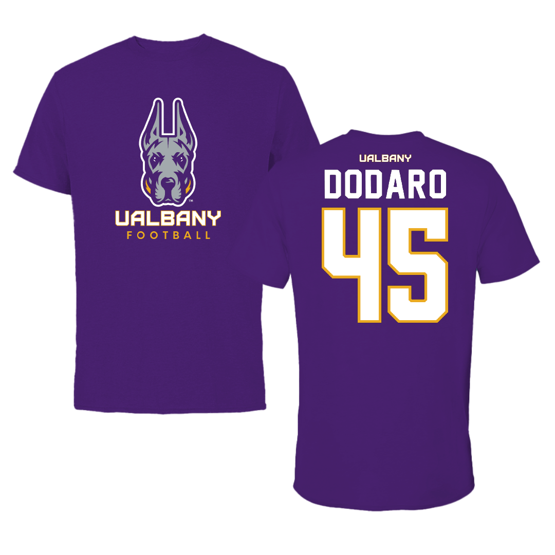 University at Albany Football Purple Tee - #45 John Dodaro