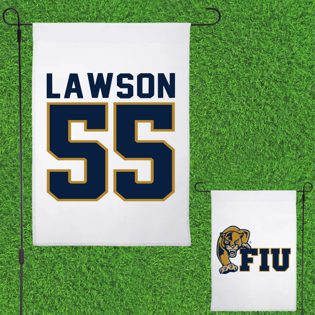 Florida International University Football White Garden Flag - #55 Wyatt Lawson