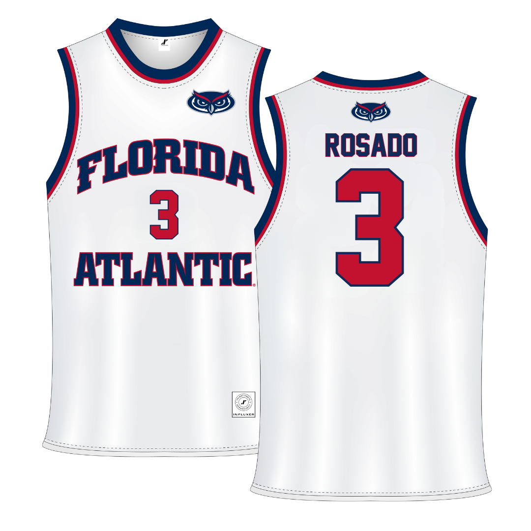Florida Atlantic University White Basketball Jersey - #3 Giancarlo Rosado