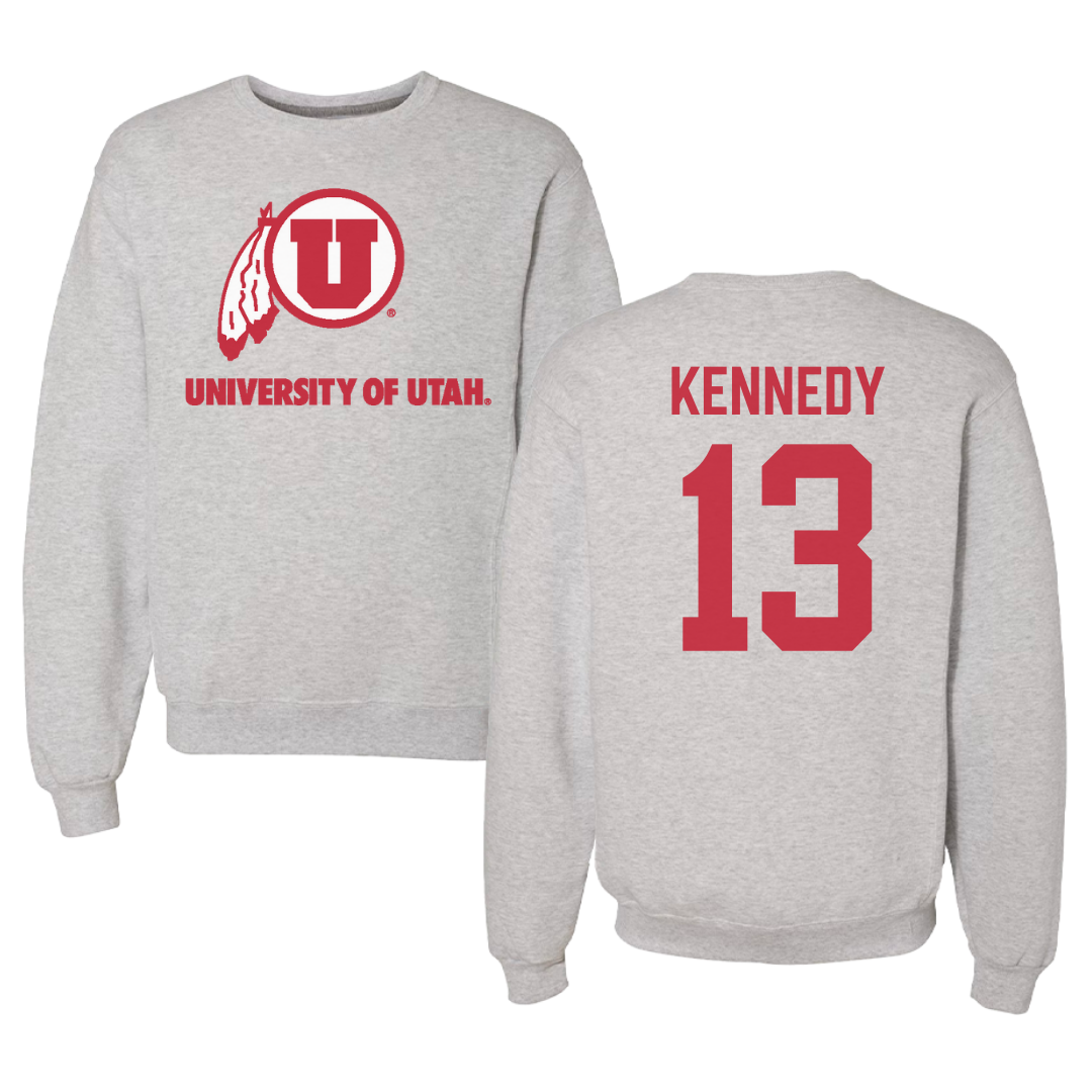 University of Utah Football Gray Crewneck - #13 Chase Kennedy