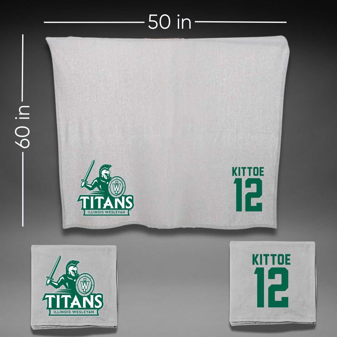 Illinois Wesleyan University Lacrosse Gray Blanket - #12 John Kittoe