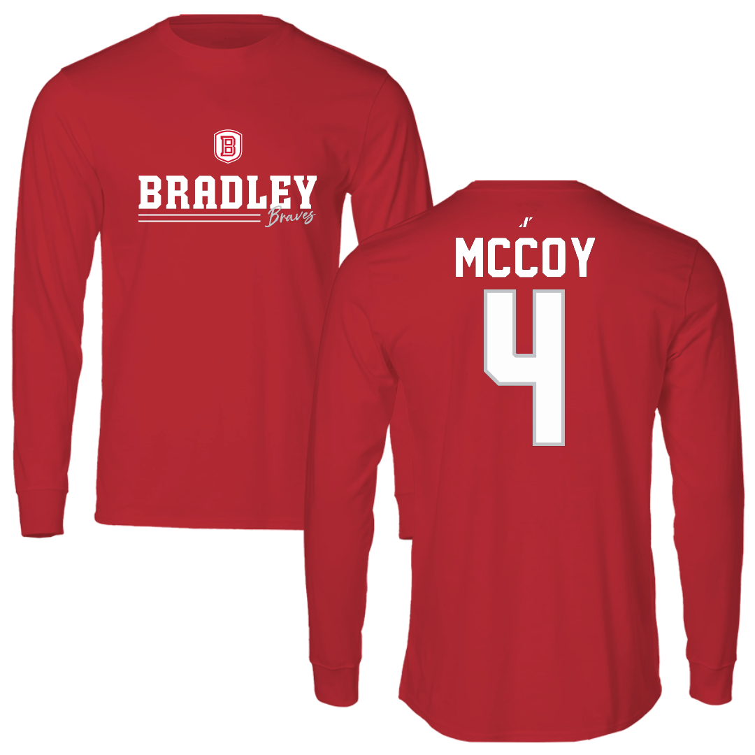 Bradley University Softball Red General Long Sleeve - #4 Kierston McCoy