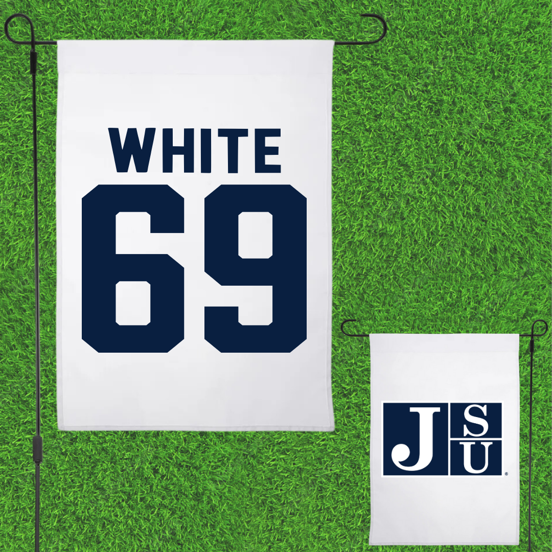 Jackson State University Football White Garden Flag - #69 Dequarious White