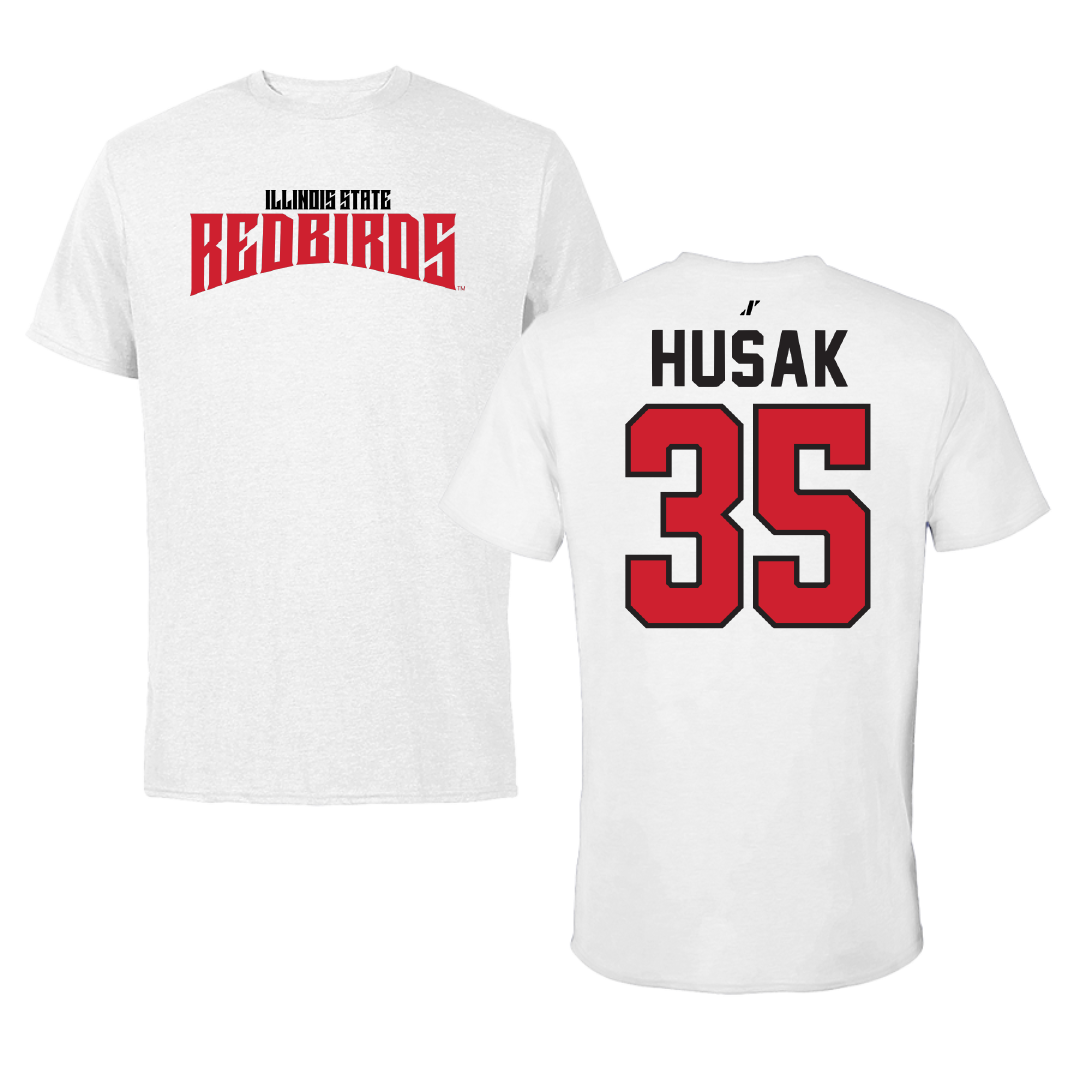 Illinois State University Baseball White Classic Tee - #35 Joe Husak