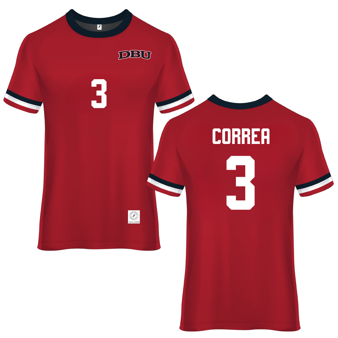 Dallas Baptist University Red Soccer Jersey - #3 Bruno Correa