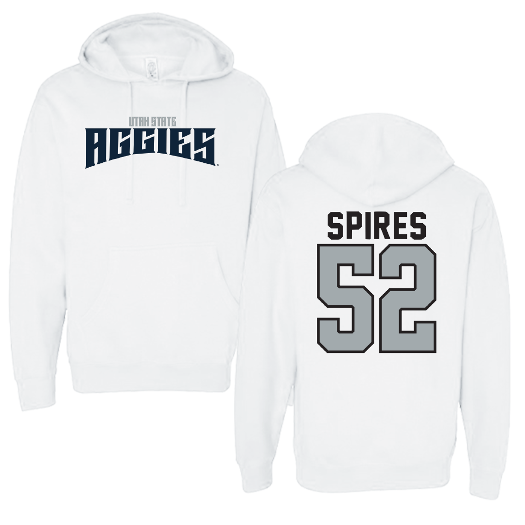 Utah State University Football White Classic Hoodie - #52 Blaine Spires