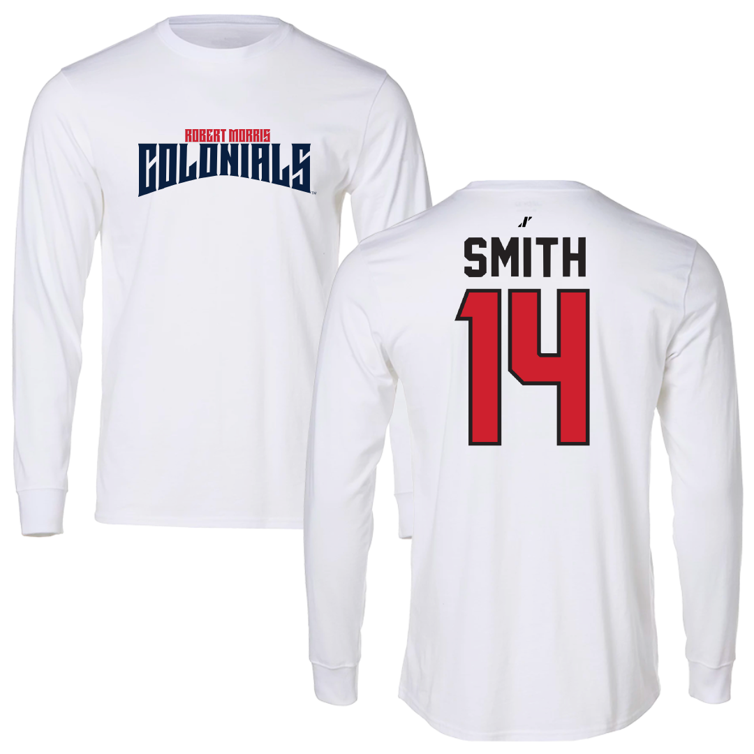 Robert Morris University Football White Classic Long Sleeve - #14 Zin'tayvious Smith