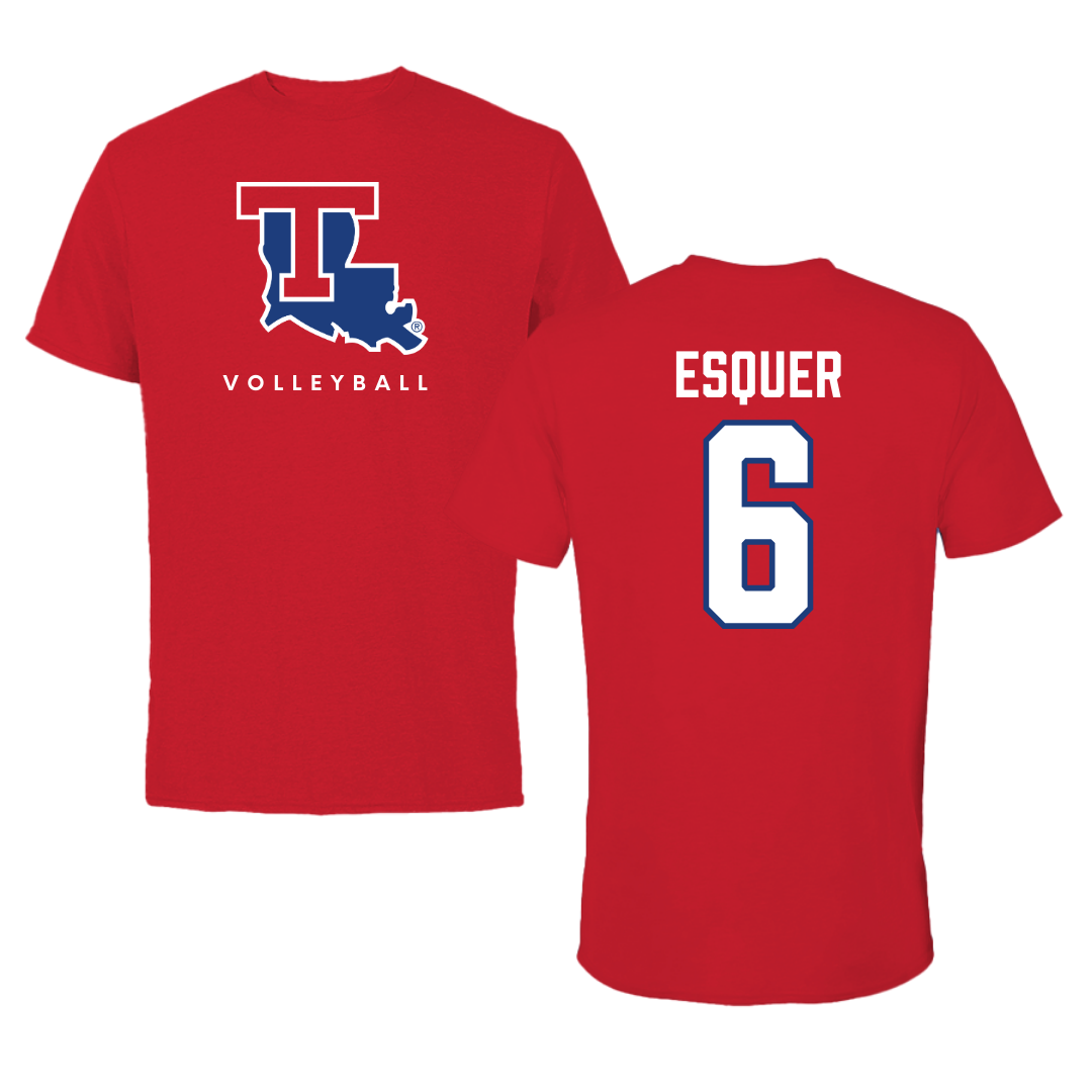Louisiana Tech University Volleyball Red Performance Tee - #6 Carla Esquer