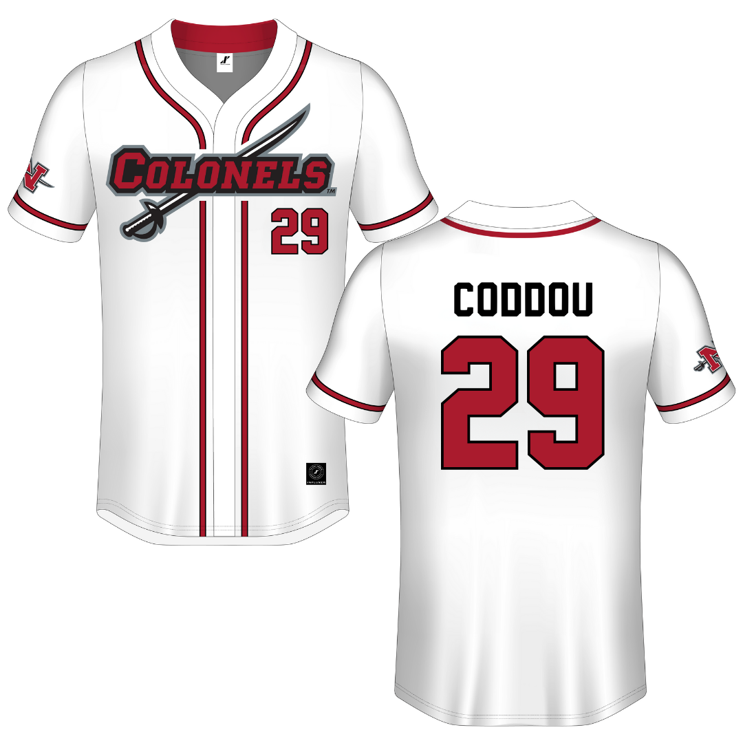 Nicholls State University White Button-Down Jersey - #29 Parker Coddou