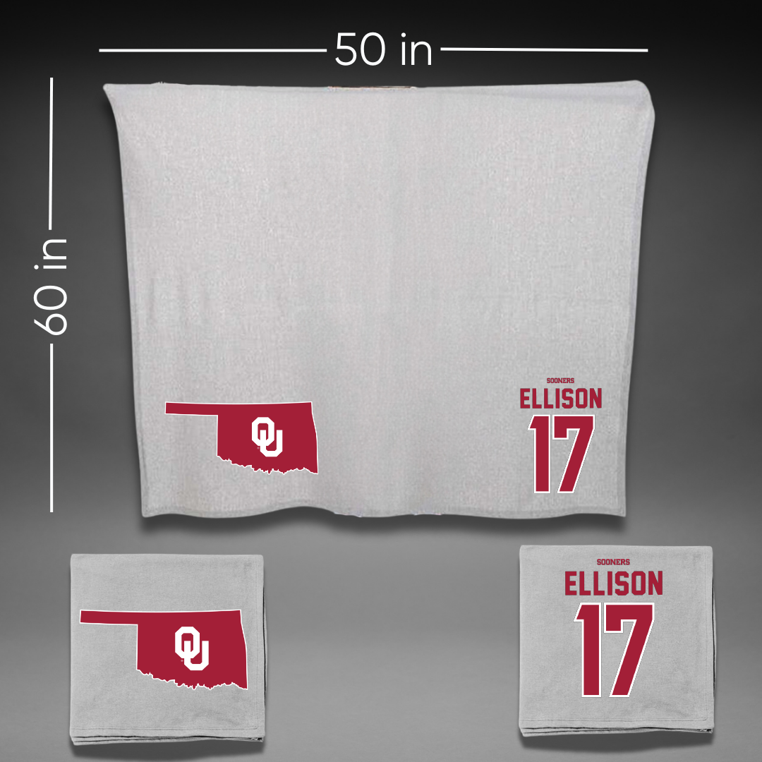 University of Oklahoma Volleyball Gray Blanket - #17 Daleigh Ellison