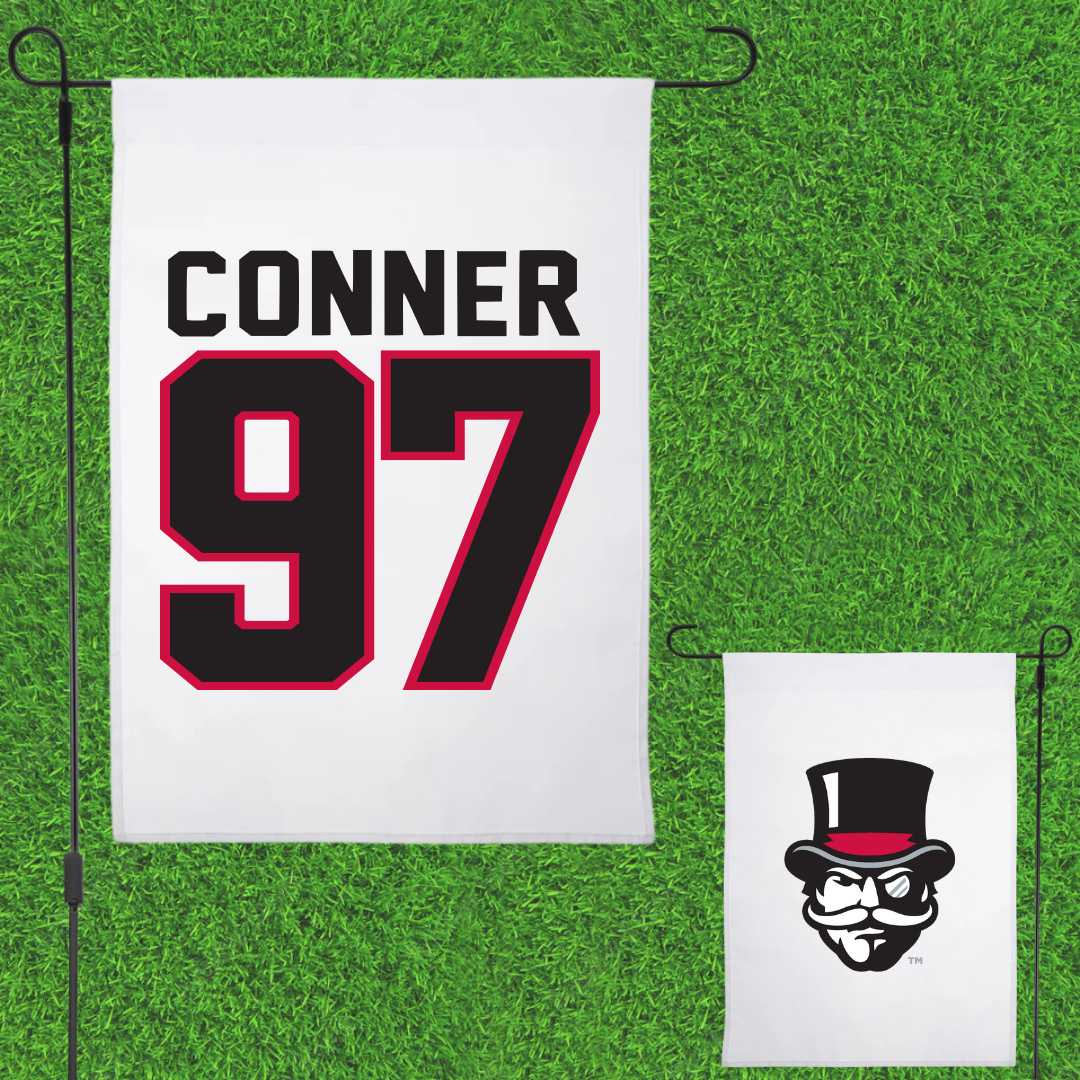 Austin Peay State University Football White Garden Flag - #97 Carson Conner