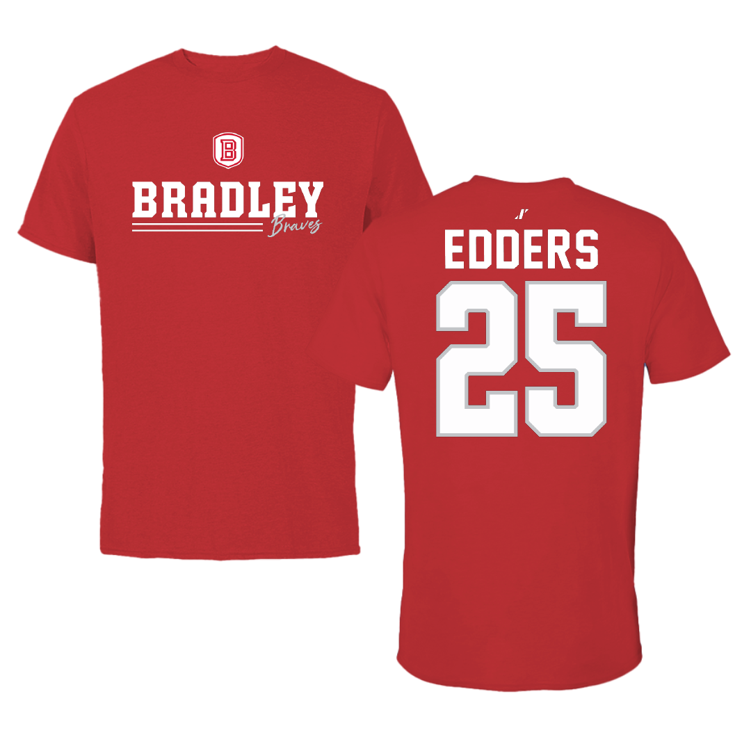 Bradley University Baseball Red General Performance Tee - #25 Noah Edders