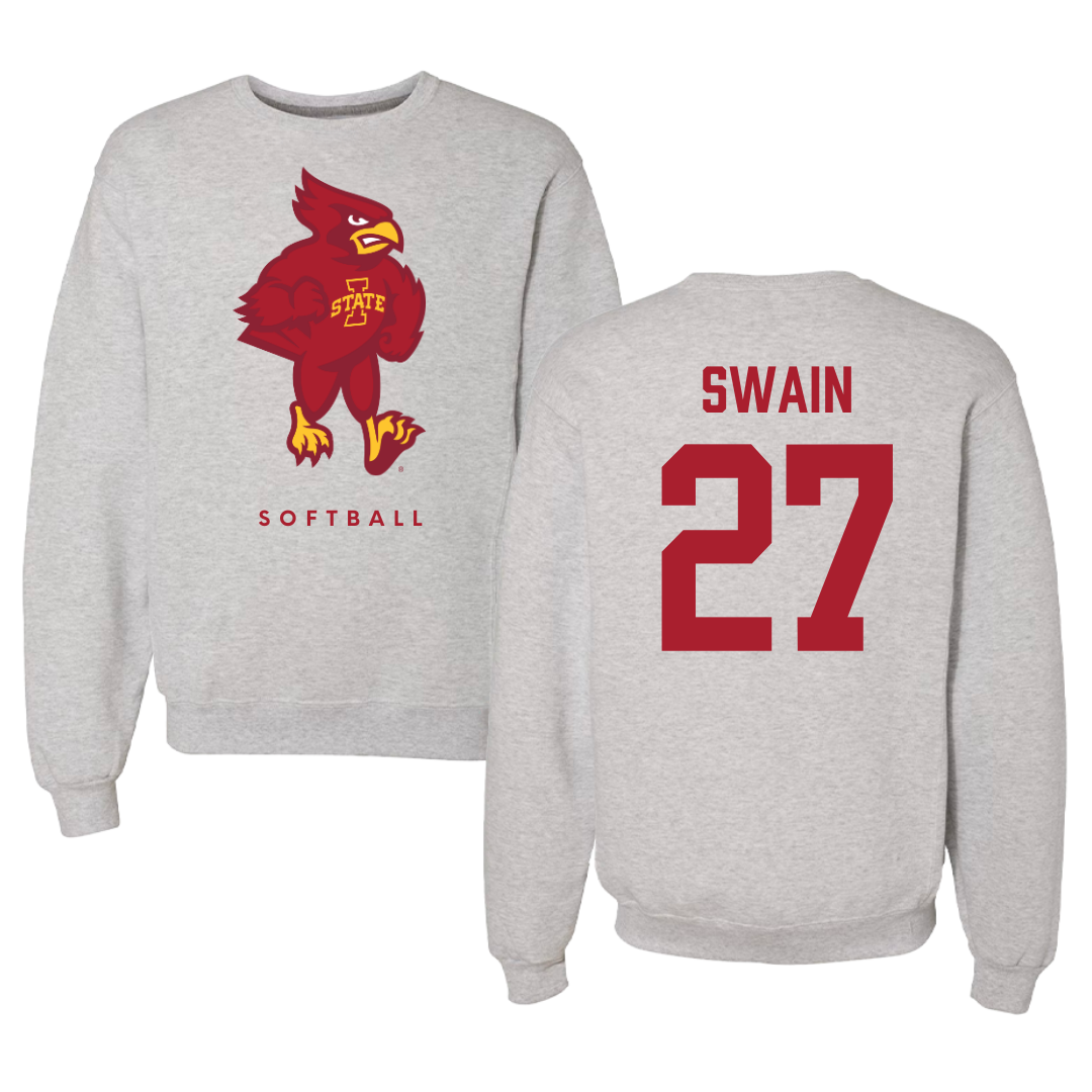 Iowa State University Softball Gray Crewneck - #27 Saya Swain