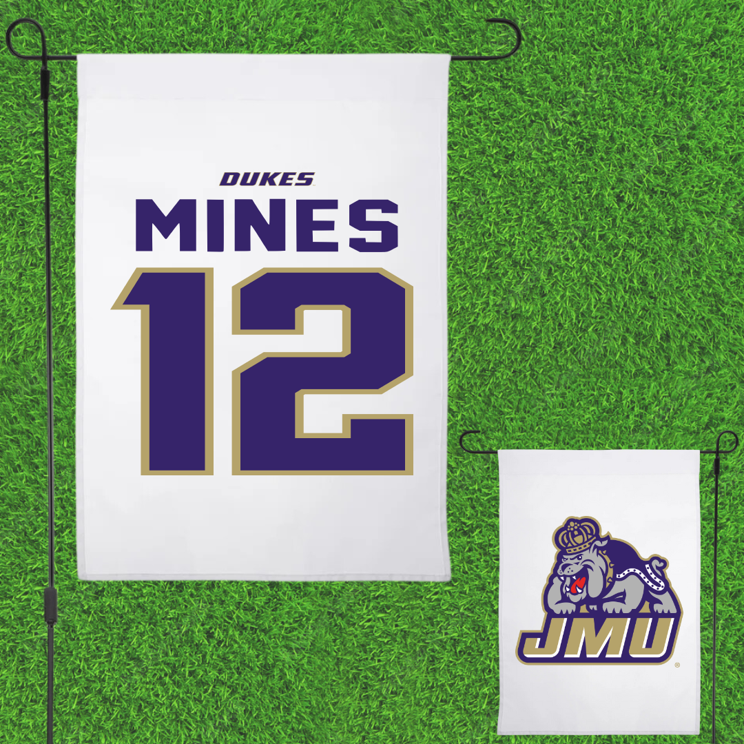 James Madison University Football White Garden Flag - #12 Jayden Mines