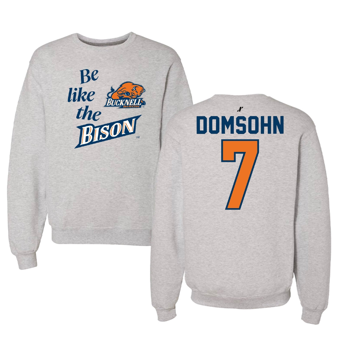 Bucknell University Soccer Light Gray Be Like Us Crewneck - #7 Zane Domsohn