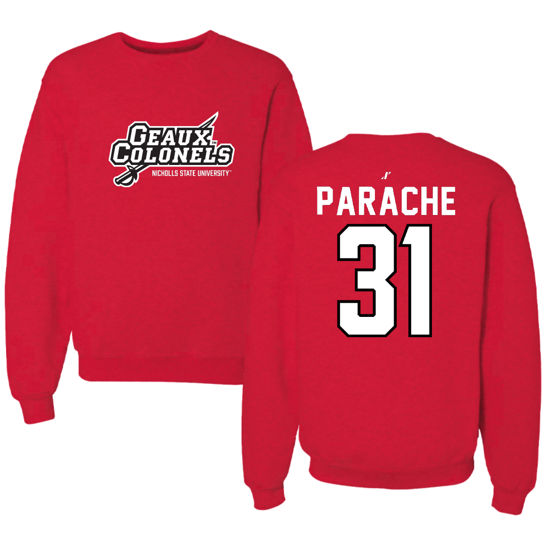 Nicholls State University Baseball Red General Crewneck - #31 Nuno Parache