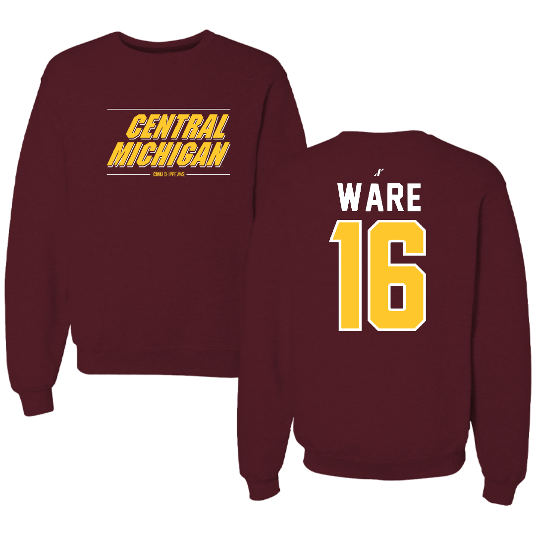 Central Michigan University Football Maroon General Crewneck - #16 Kyren Ware