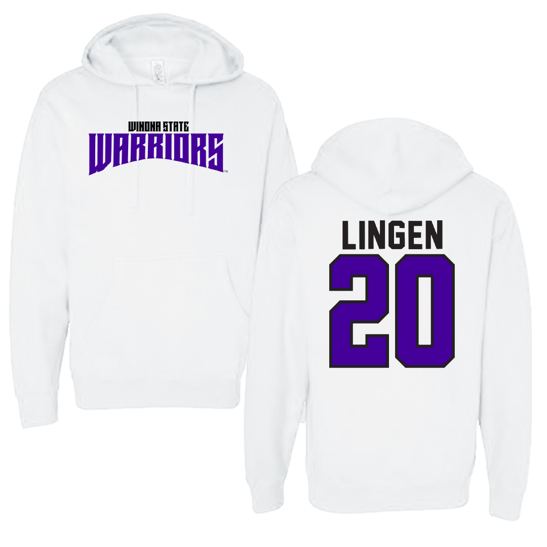 Winona State University Baseball White Classic Hoodie - #20 Drew Lingen