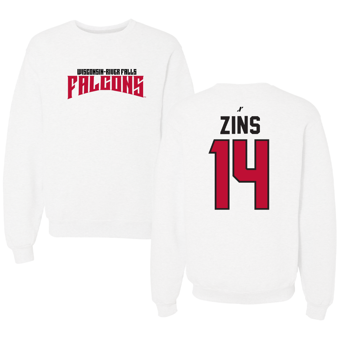University of Wisconsin-River Falls Soccer White Classic Crewneck - #14 Macy Zins