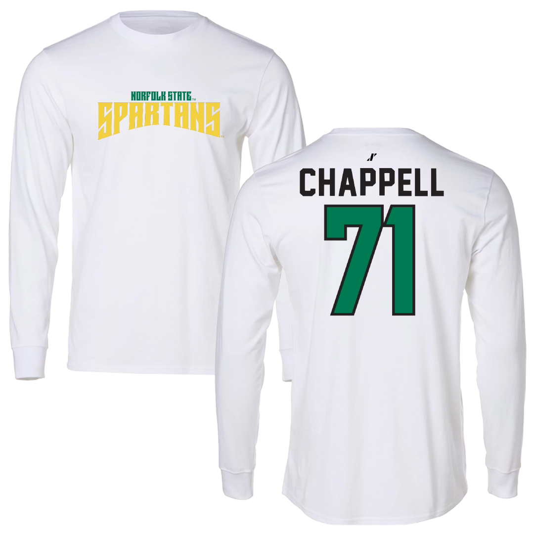 Norfolk State University Football White Classic Performance Long Sleeve - #71 Jayden Chappell