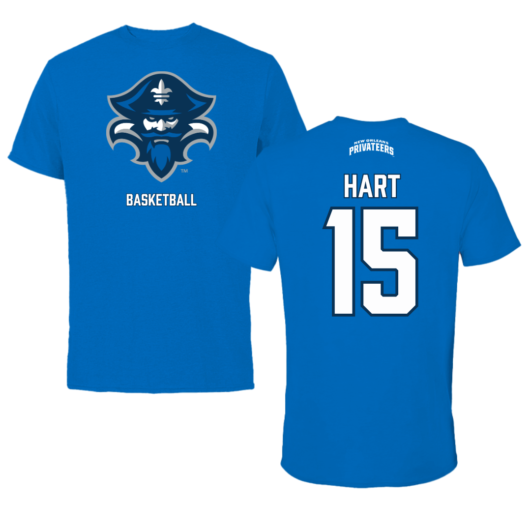 University of New Orleans Basketball Blue Mascot Performance Tee - #15 Carlos Hart