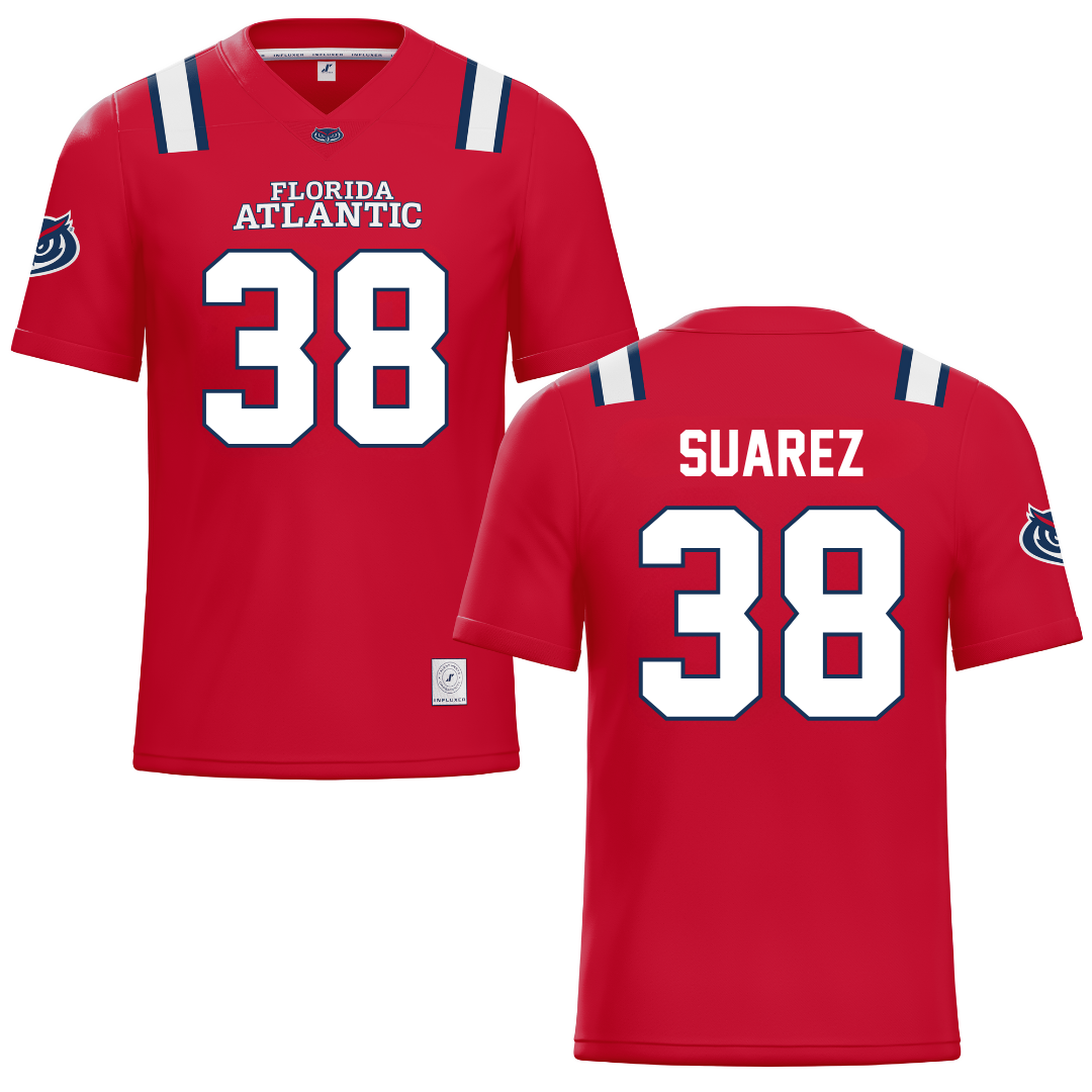 Florida Atlantic University Red Football Jersey - #38 Morgan Suarez