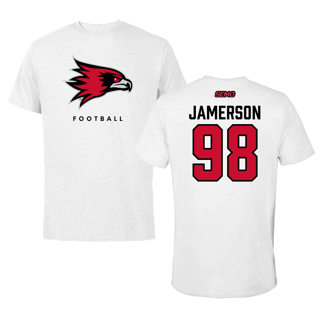 Southeast Missouri State University Football White Performance Tee - #98 Michael Jamerson