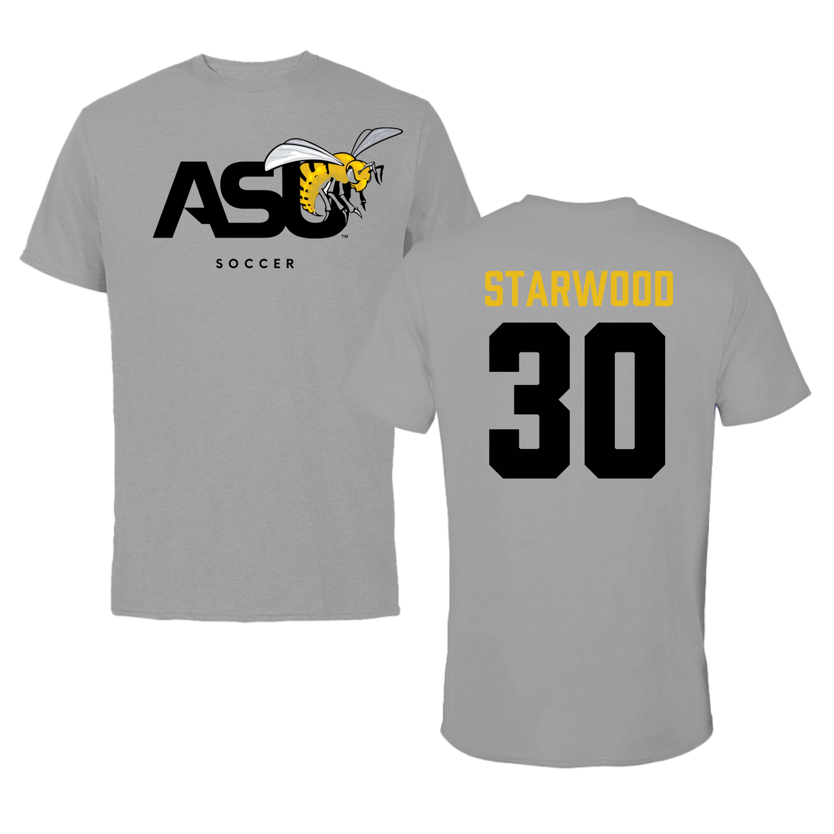 Alabama State University Soccer Dark Gray Tee - #30 Lauryn Starwood