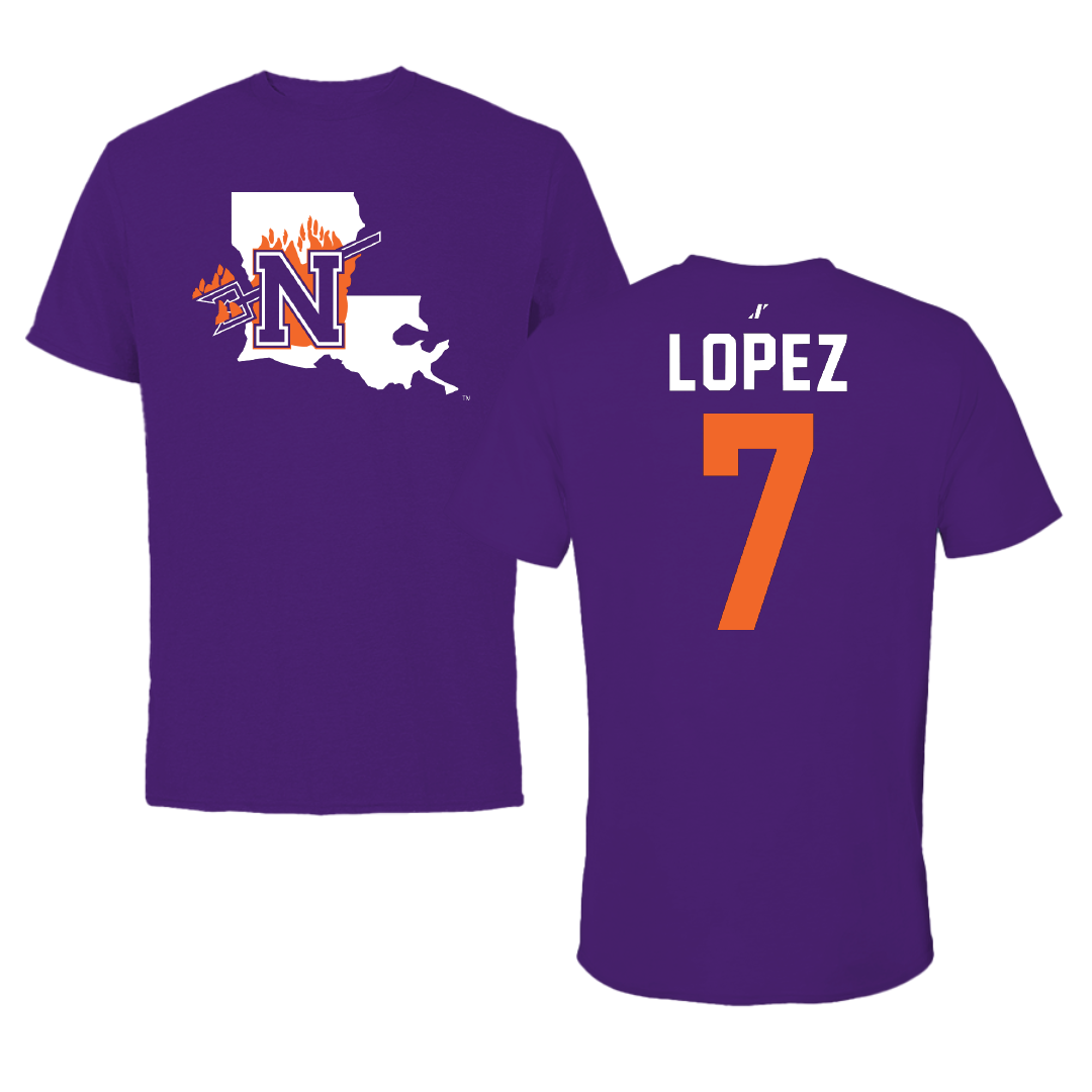 Northwestern State University Soccer Purple State Tee - #7 Sabrina Lopez