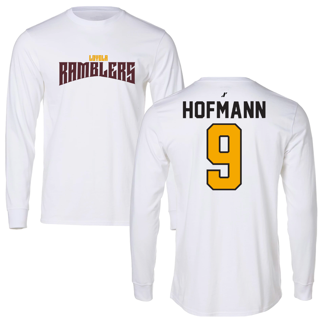 Loyola University-Chicago Soccer White Classic Performance Long Sleeve - #9 Benni Hofmann