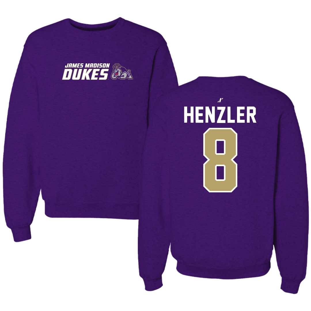 James Madison University Softball Purple General Crewneck - #8 Bella Henzler
