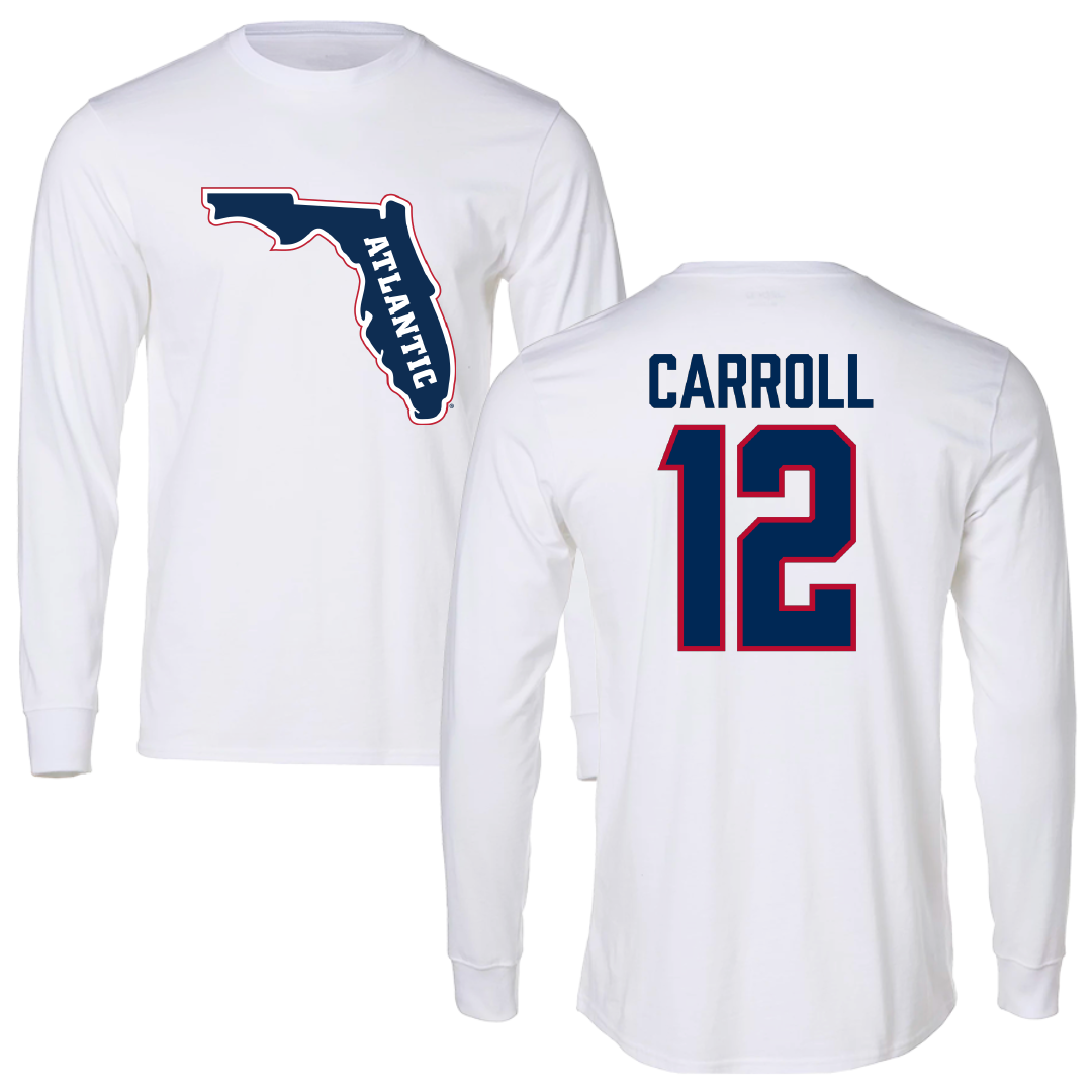 Florida Atlantic University Basketball White Long Sleeve - #12 Tre Carroll